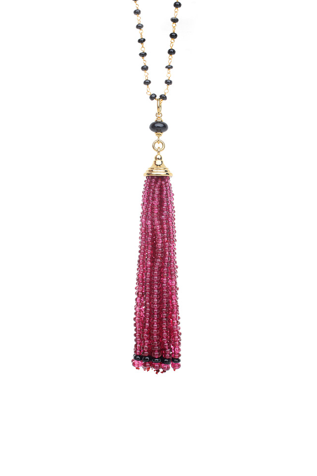 Yellow Gold Pomegranate And Black Spinel Pendant