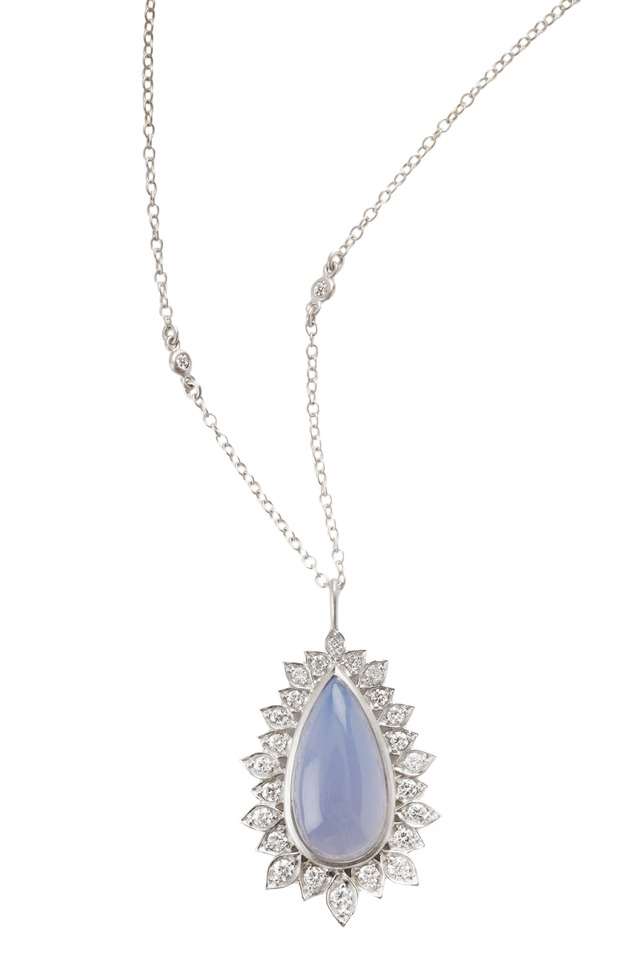 Aladdin White Gold Chalcedony Diamond Pendant