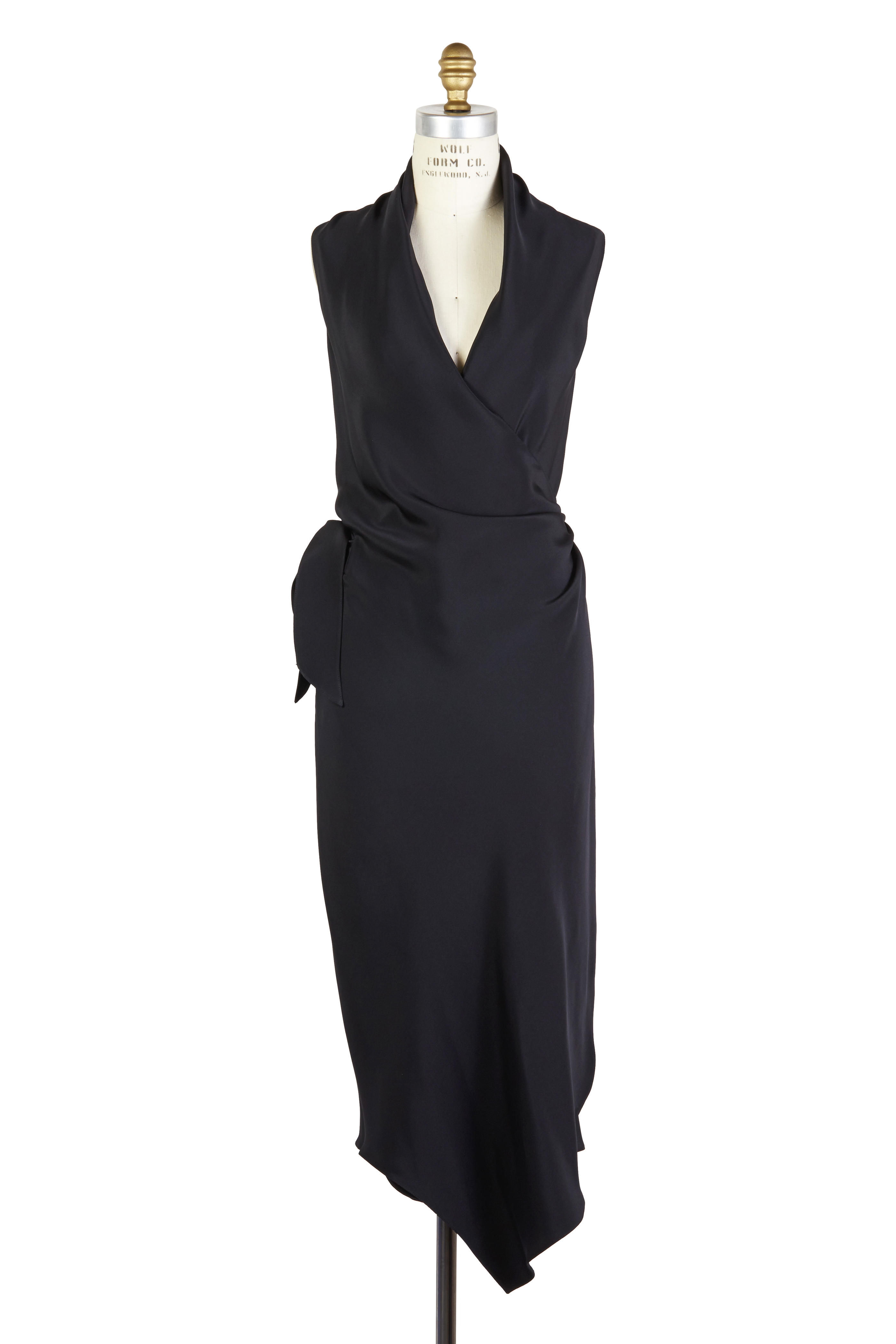 silk black wrap dress