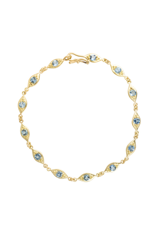 Gold Aqua Linked Leaf Bracelet