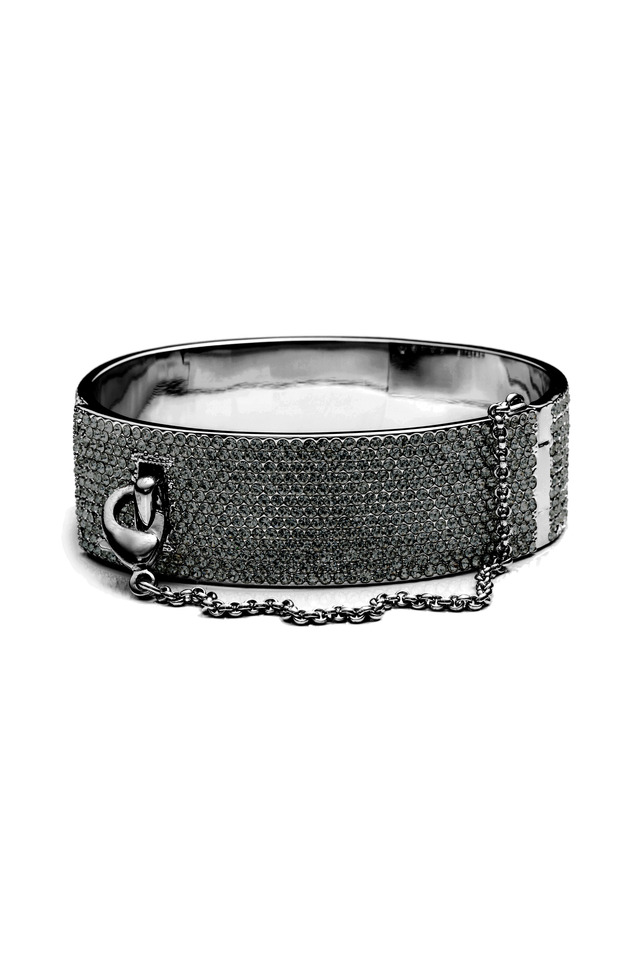 Pave Safety Chain Cuff Bracelet