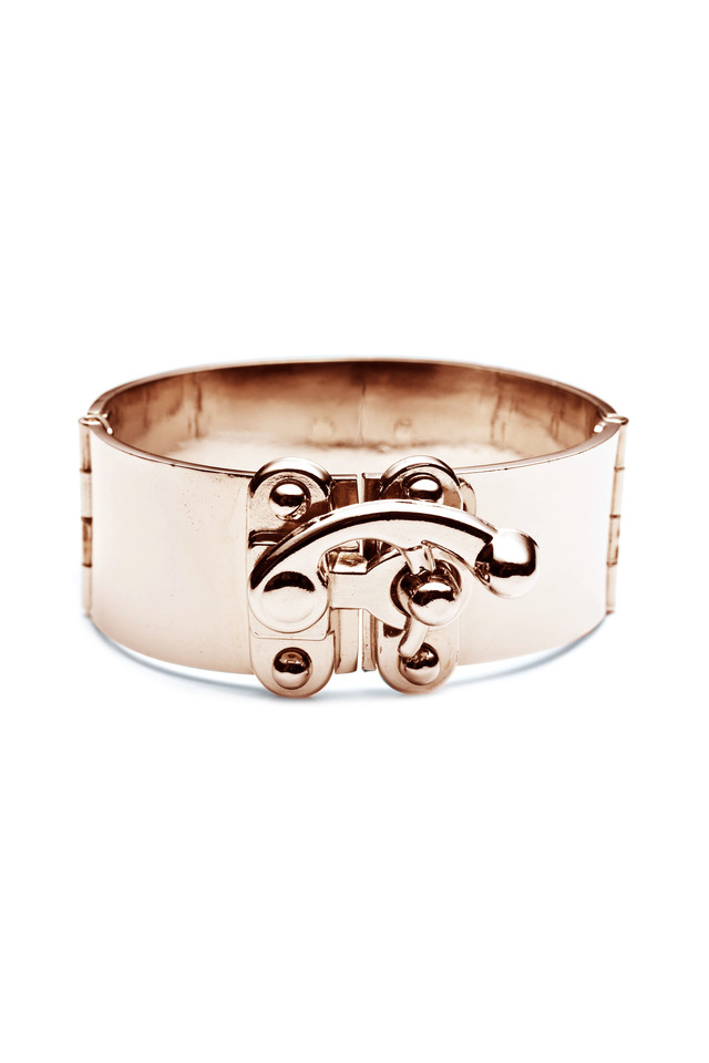 Brass Rose Gold Plate Hook Latch Cuff Bracelet