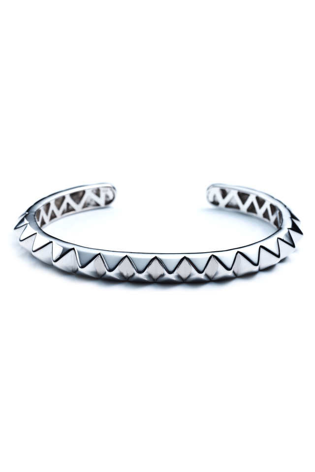 Silver Plate Pyramid Cuff Bracelet, Large