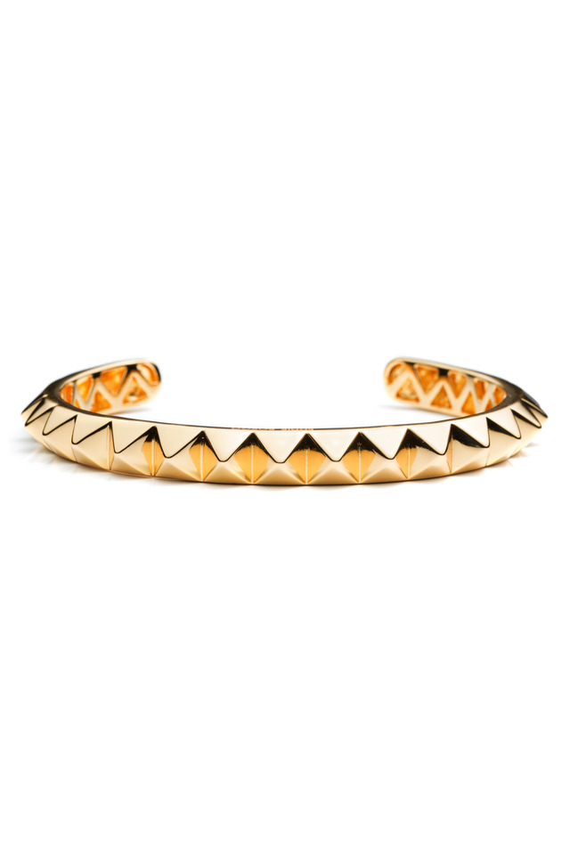 Brass Gold Plate Large Pyramid Bracelet, Large