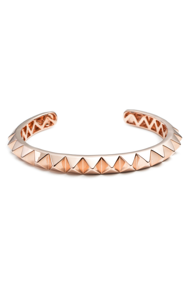 Rose Gold Plate Pyramid Cuff Bracelet, Large