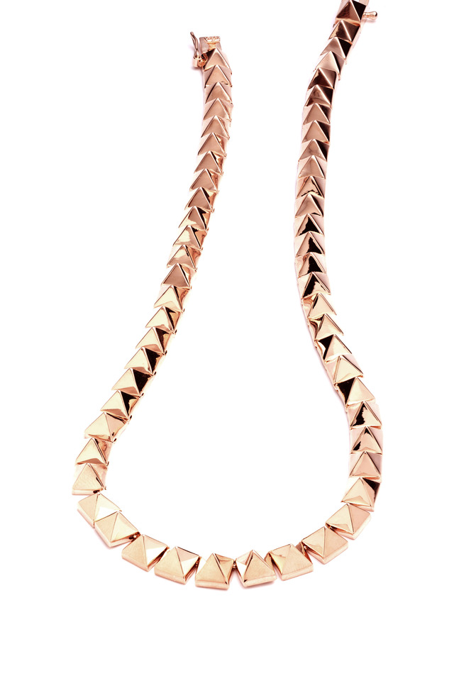 Brass Rose Gold Plate Pyramid Necklace