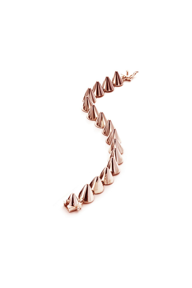Brass Rose Gold Plate Cone Bracelet, Small
