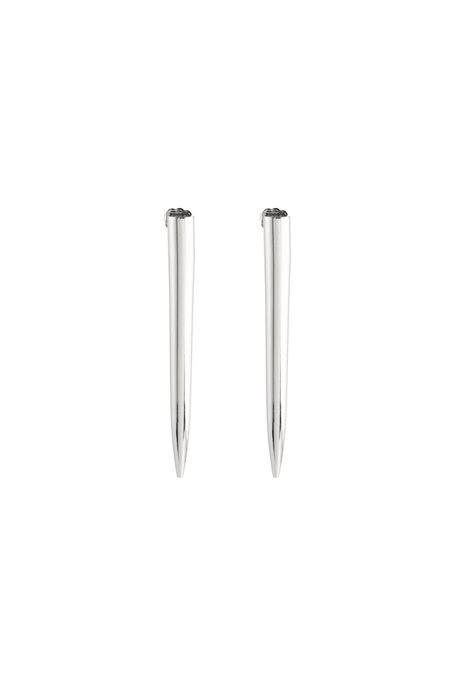 Brass Silver Plate Long Spike Earrings