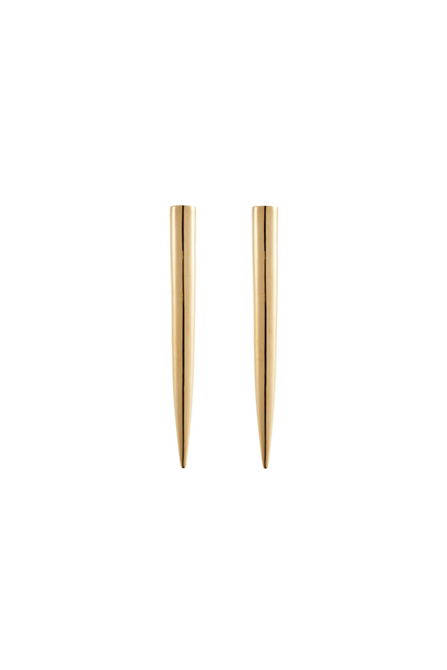 Brass Gold Plate Long Spike Stud Earrings