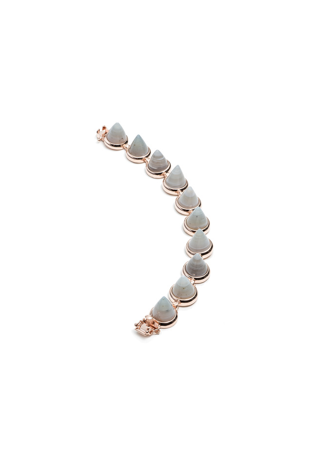 Brass Rose Gold Plate Gemstone Cone Bracelet