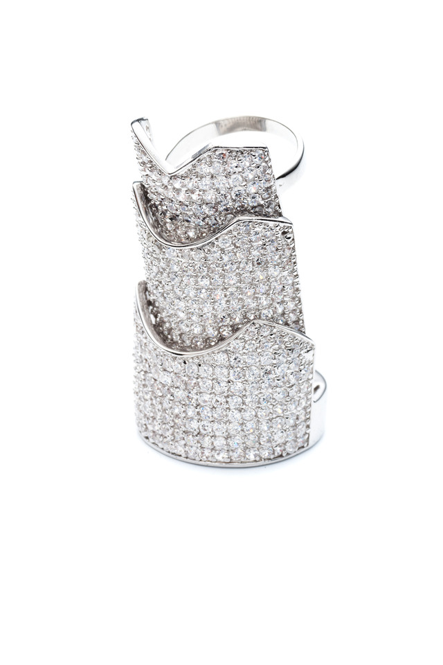 Pavé-Set Crystal Hinged Plate Ring