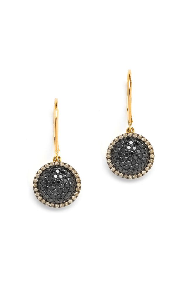Chakra Black & Champagne Diamond Gold Earrings