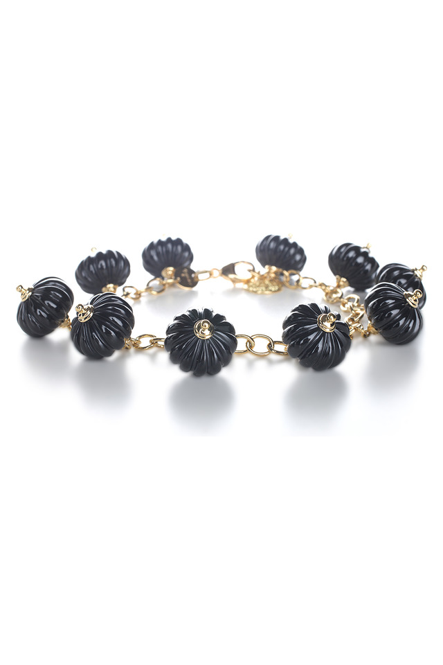 Lantern Yellow Gold Black Spinel Charm Bracelet