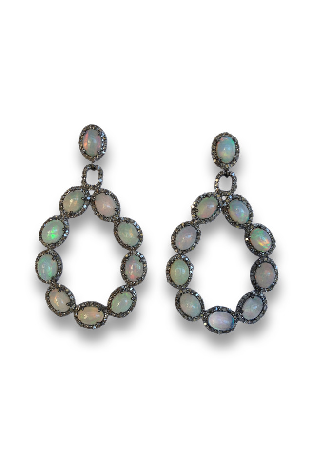 Diamond Opal Earrings
