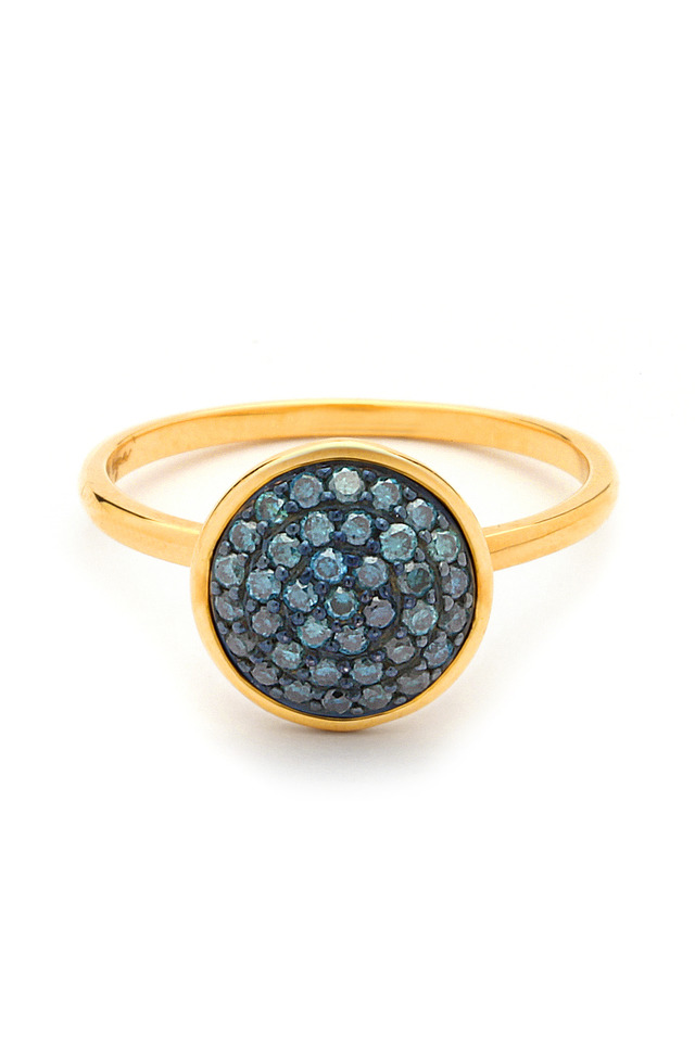 18K Yellow Gold Chakra Blue Diamond Ring