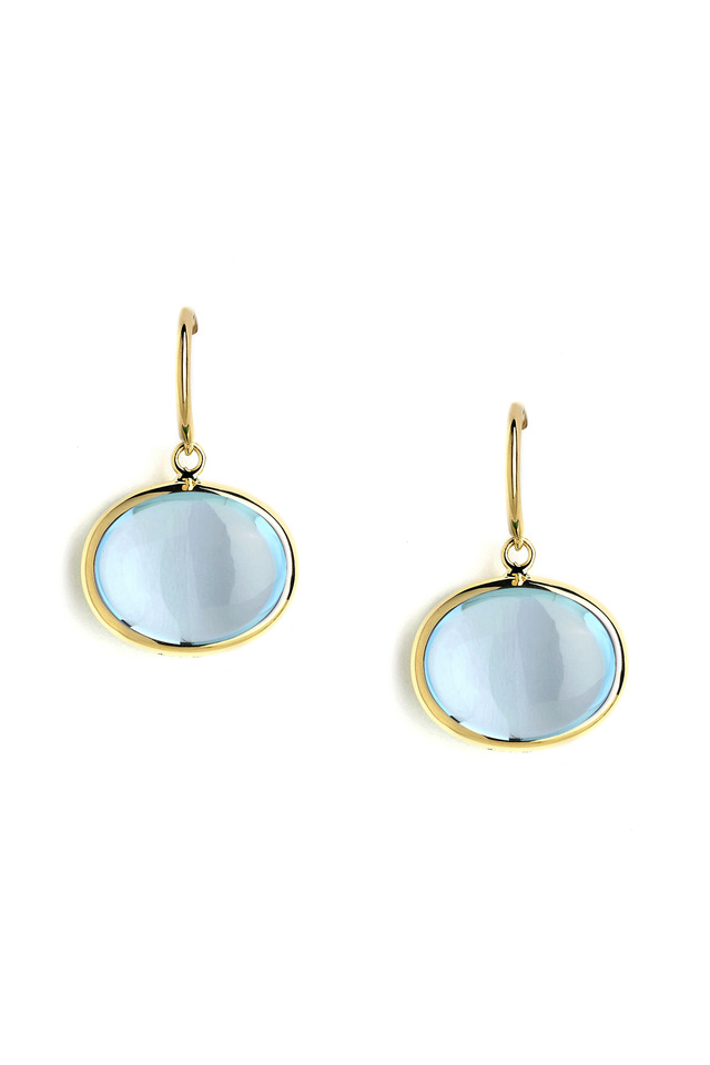 Gold Blue Topaz French Wire Earrings