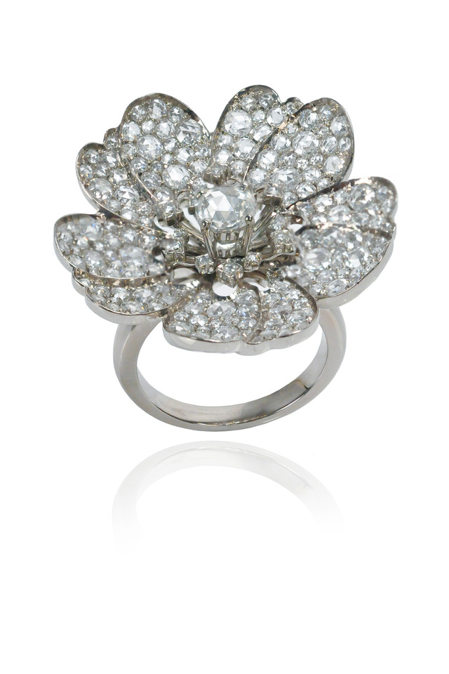 White Gold Diamond Flower Ring