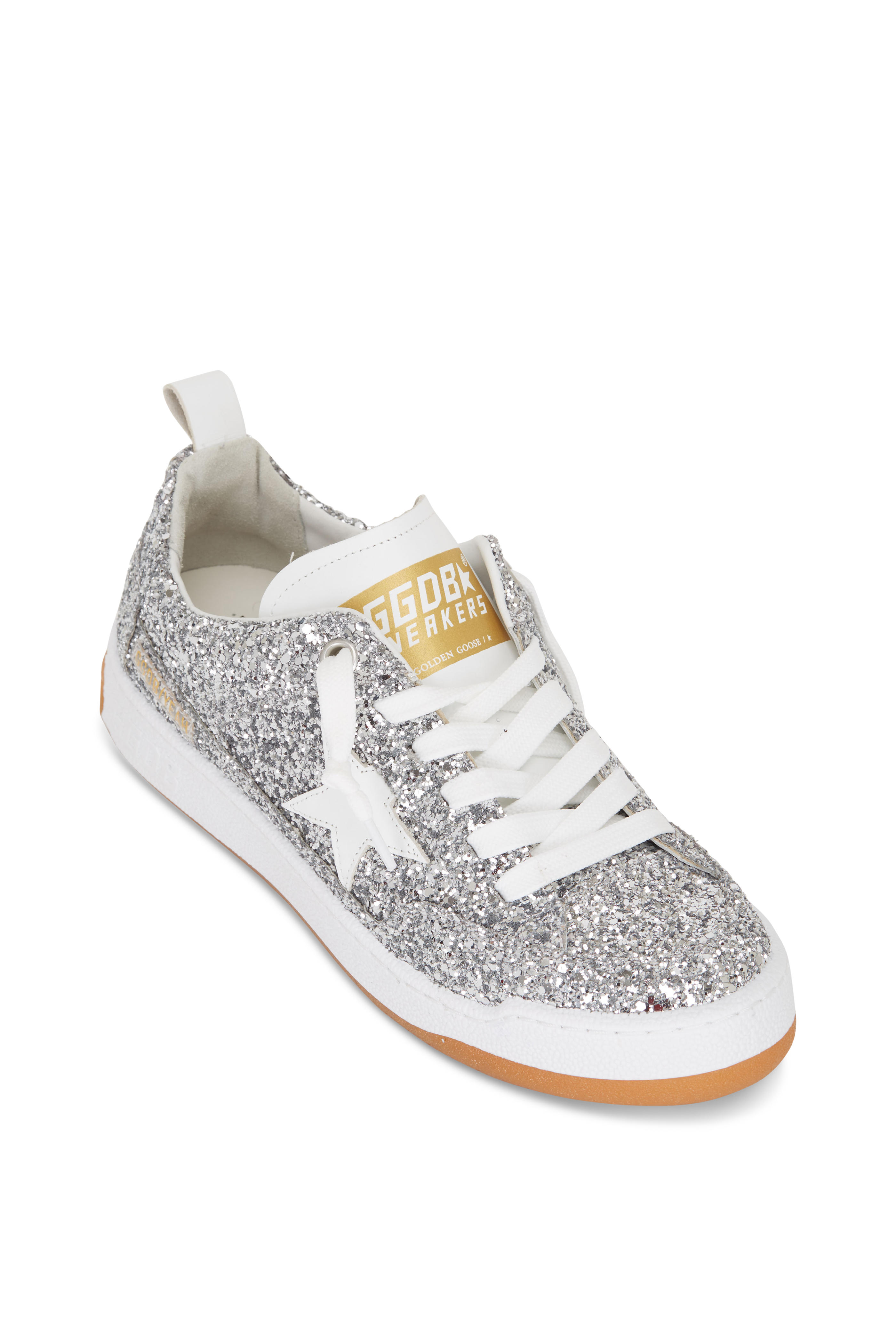 Golden Goose Yeah Silver Glitter White Low Top Sneaker