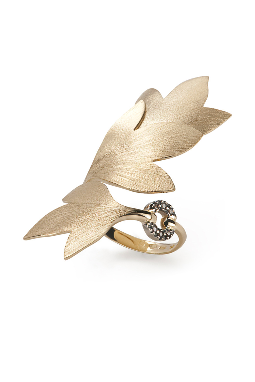 Gold Diamond Hera Leaf Ring