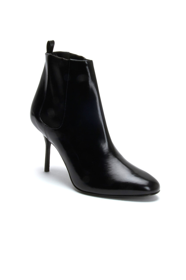Black Shiny Leather Ankle Boots
