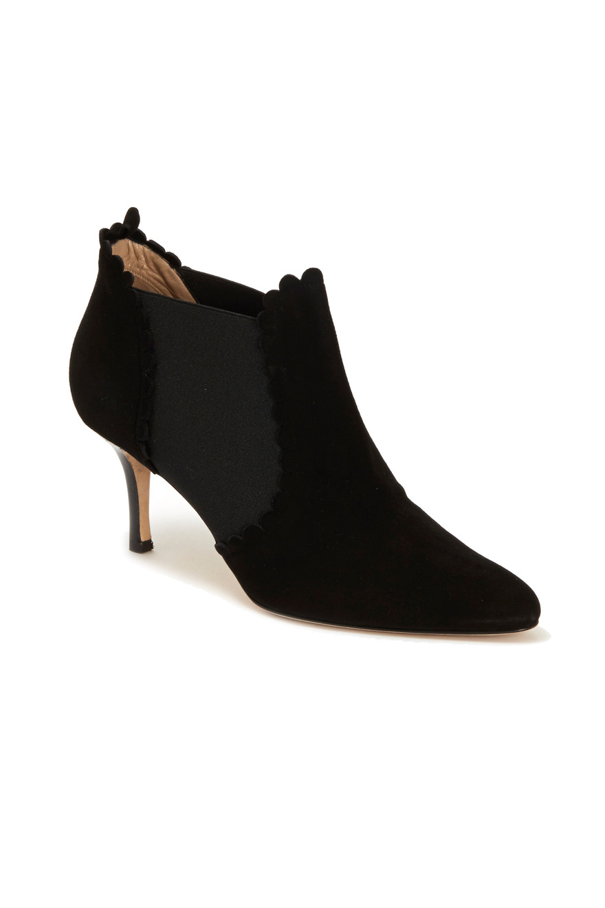 Black Ankle Scallop Trim Boots