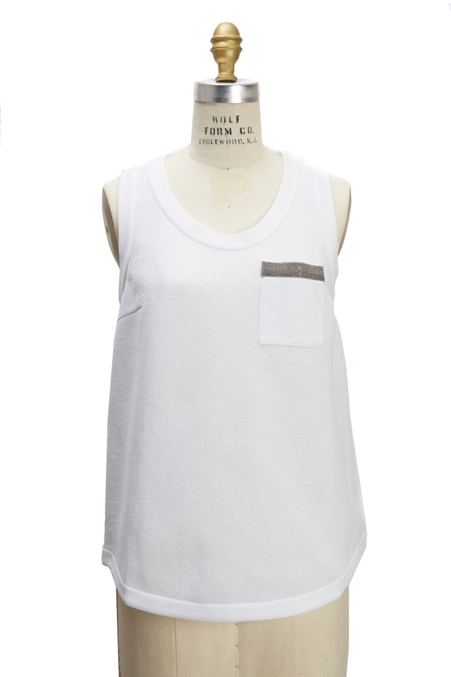 White Felpa Monili Tank Top