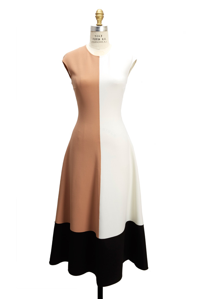 Color Block Sleeveless Midi Dress