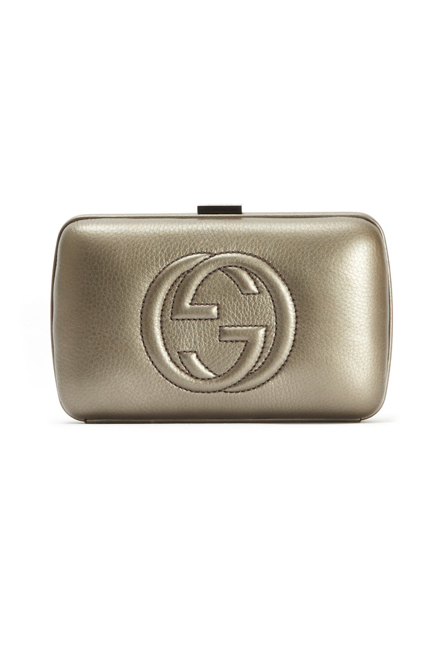 Gunmetal Hard Embossed GG Clutch