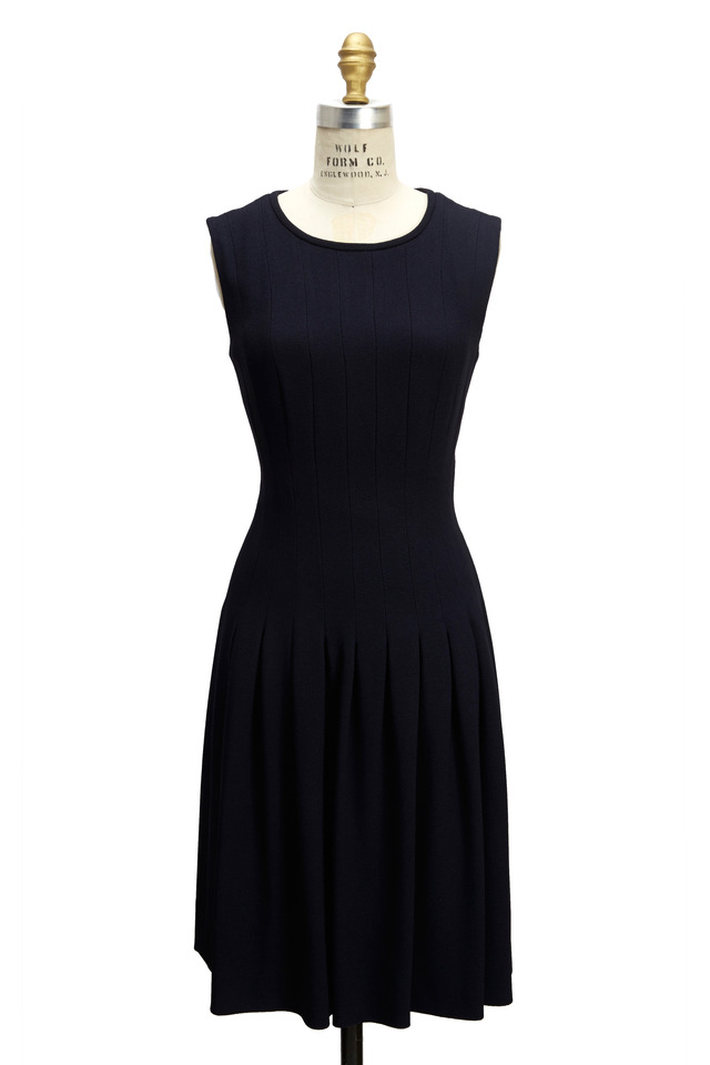 Navy Blue Full Skirt Sleeveless Dress