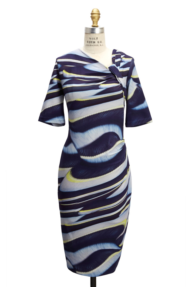 Cream & Navy Jersey Dress
