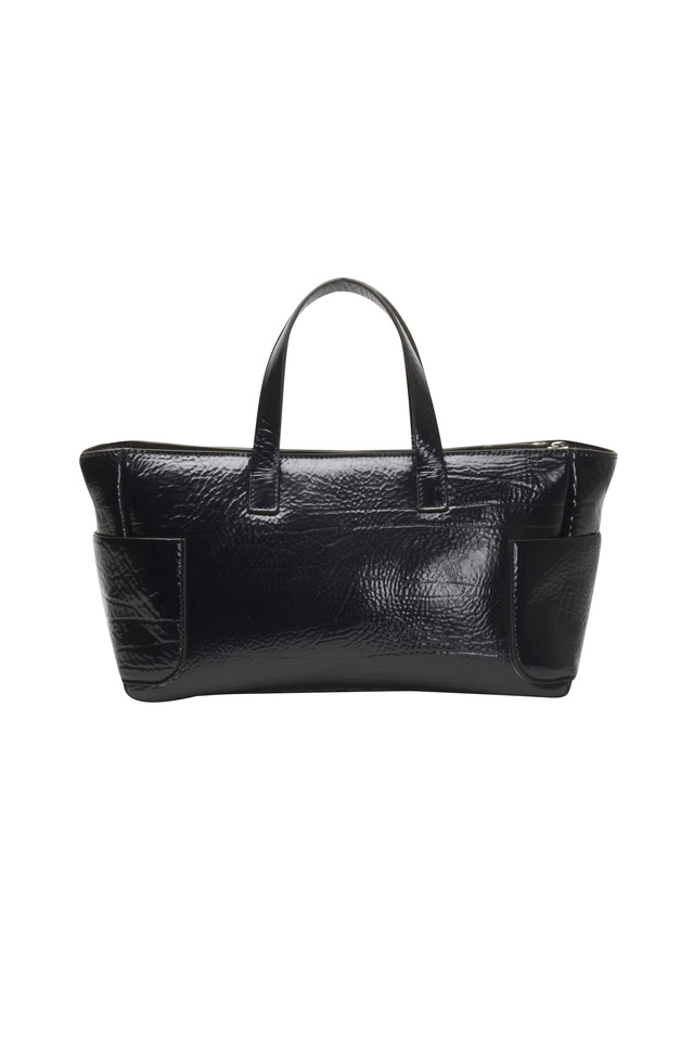 Midnight Blue Leather East West Tote