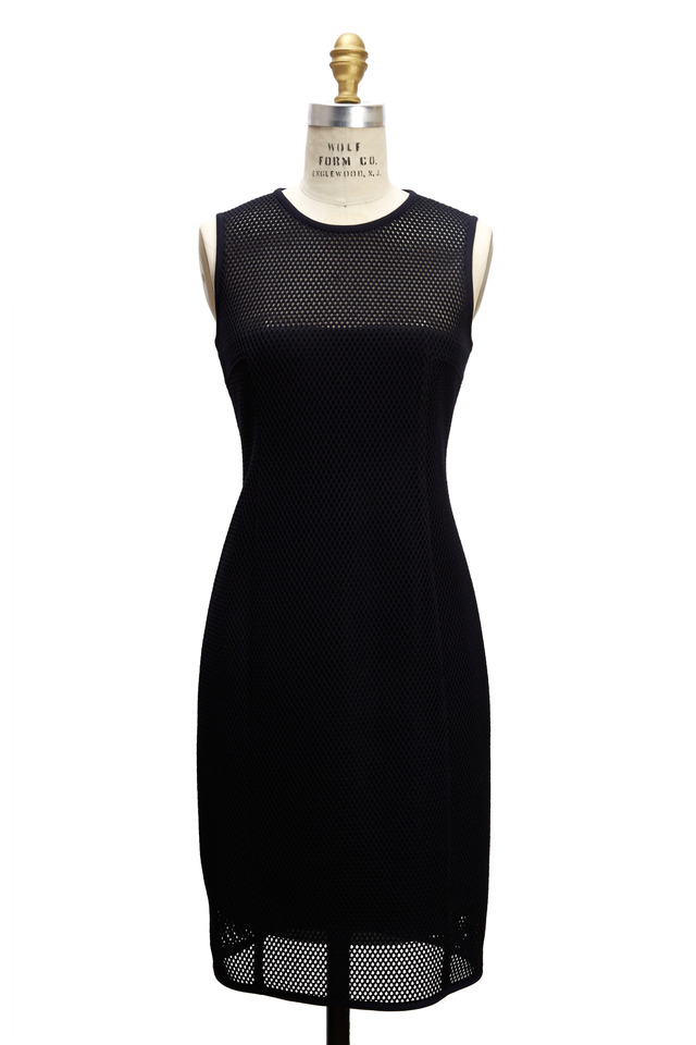 Navy Blue Mesh Dress
