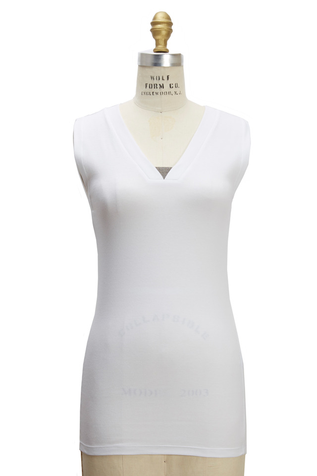 White Cotton Monili Tank Top