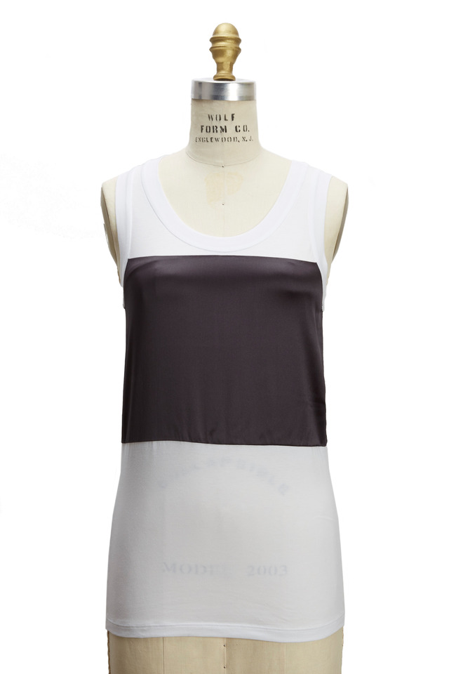 White & Volcano Cotton & Satin Tank Top