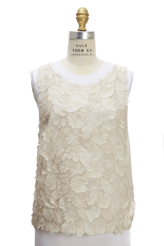 Ivory Cotton & Voile Layered Top