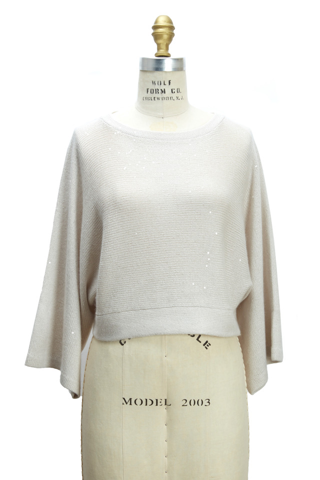 Vanilla Cashmere & Silk Pailette Poncho