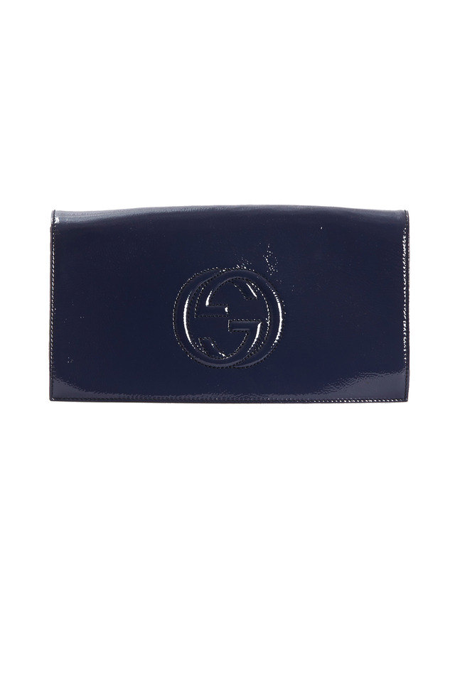 Soho Blue Patent Leather Flap Clutch