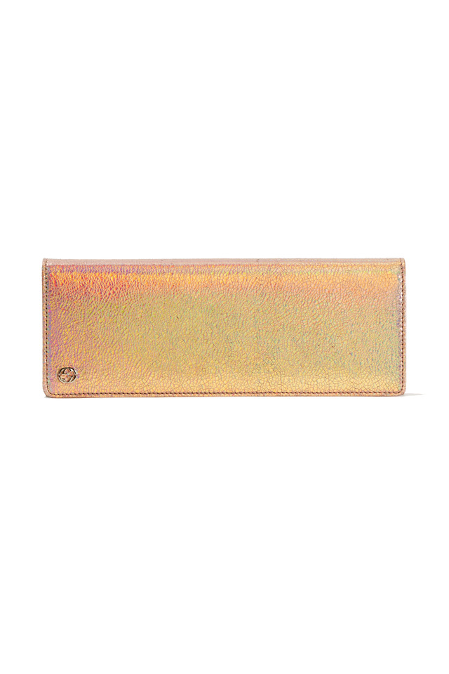 Pink Laser Metallic Flap Evening Clutch