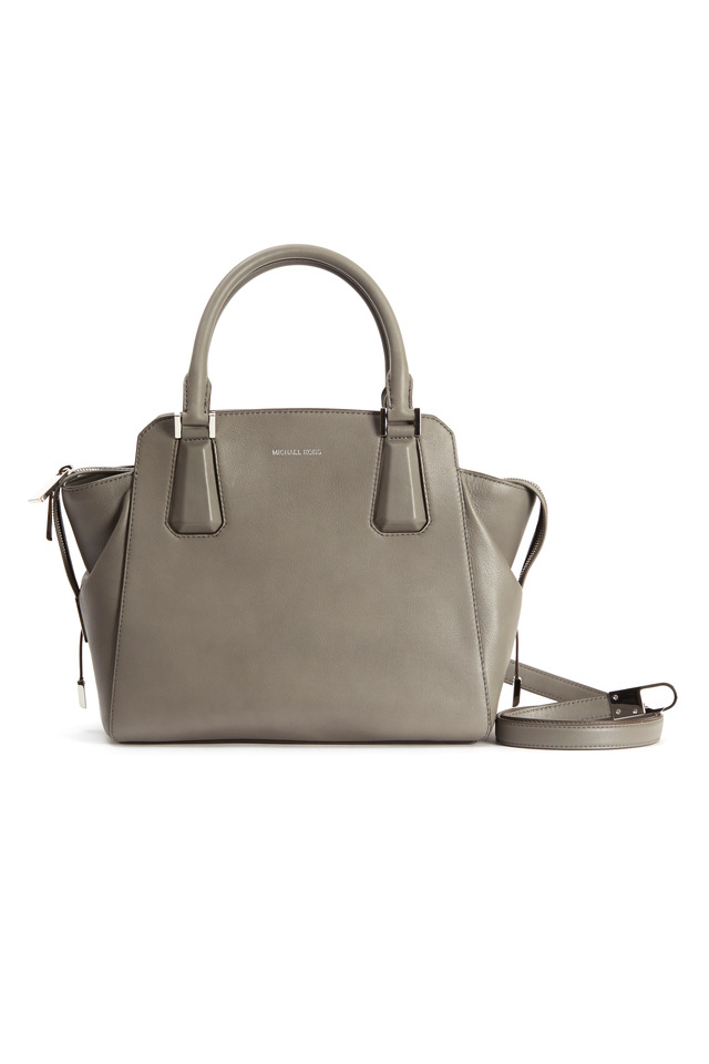 Miranda Grey Leather Trapeze Satchel