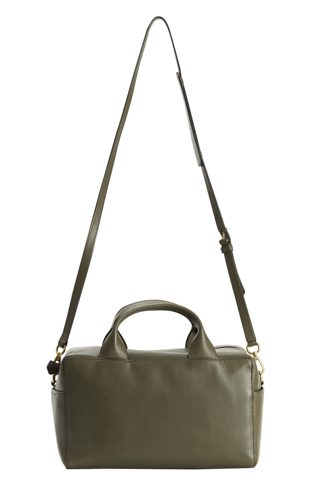 Track Military Green Milled Leather Small Satchel