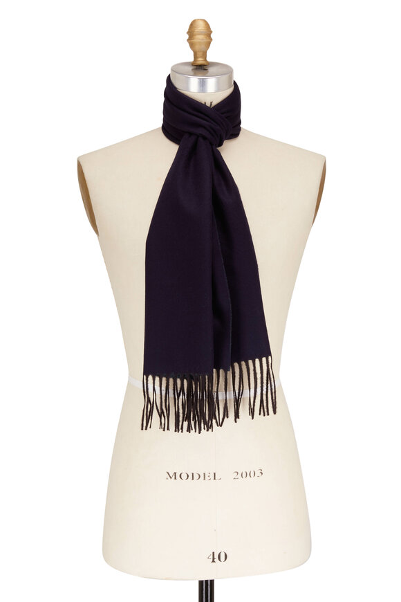 Tom Ford - Navy Plaid Jacquard Wool Scarf | Mitchell Stores