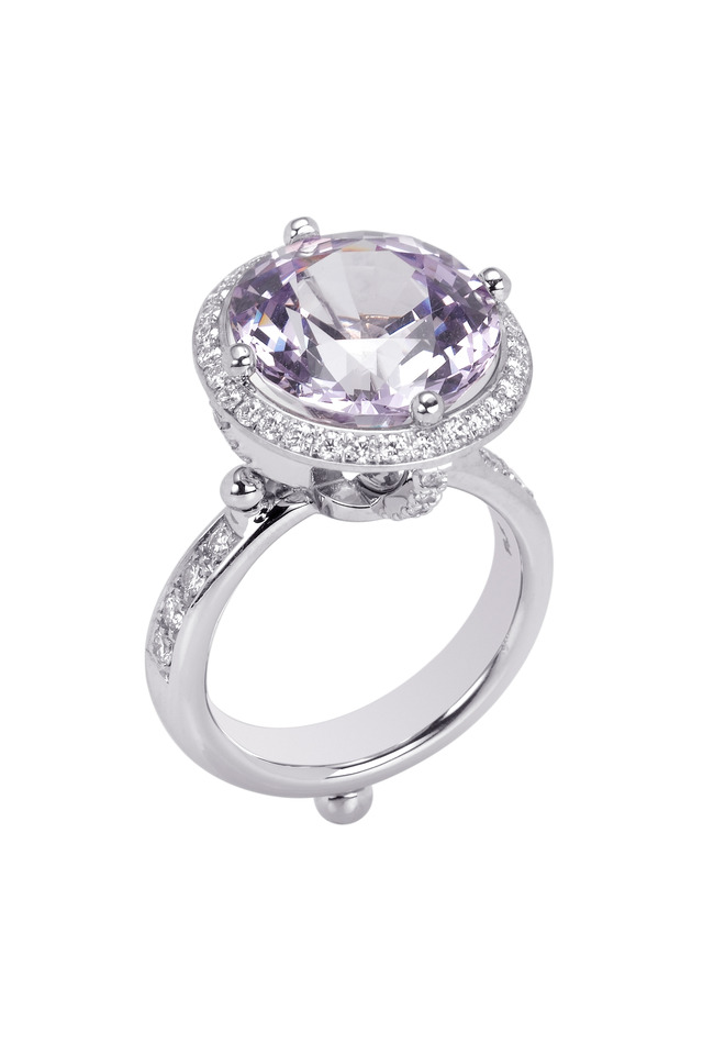 Platinum Lavender Halo One-Of-A-Kind Ring