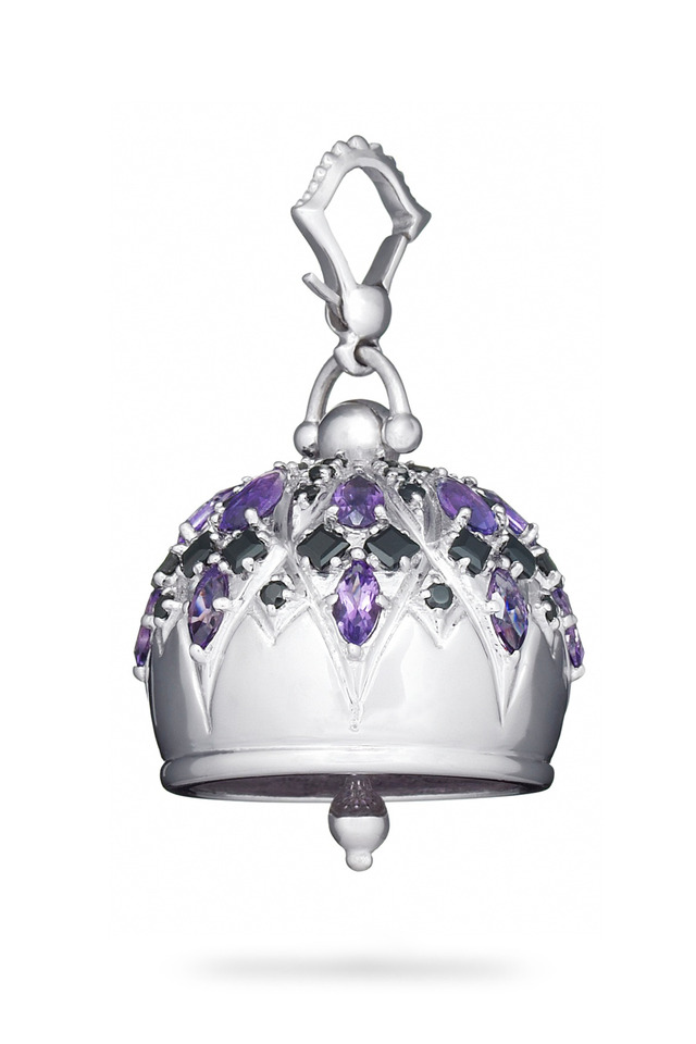Meditation Bell Silver Amethyst Cathedral Pendant