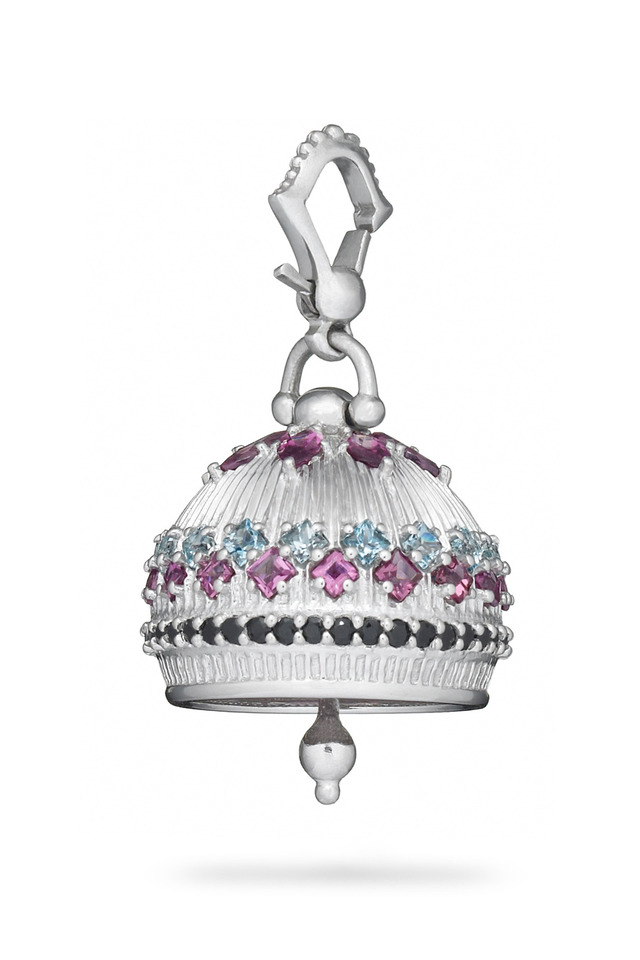 Meditation Bell Sterling Silver Multicolor Pendant