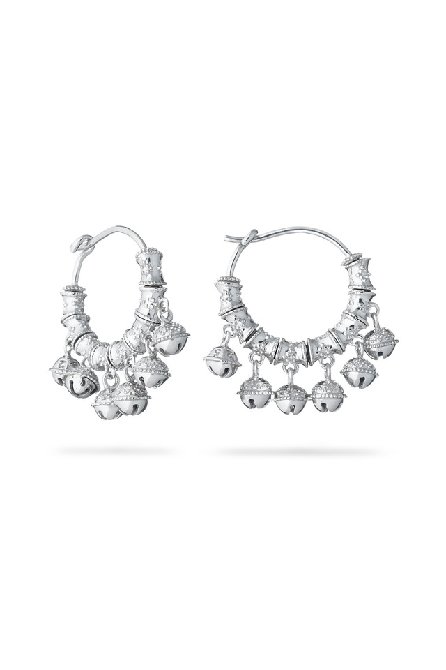 Tiny Bell Sterling Silver Hoop Earrings