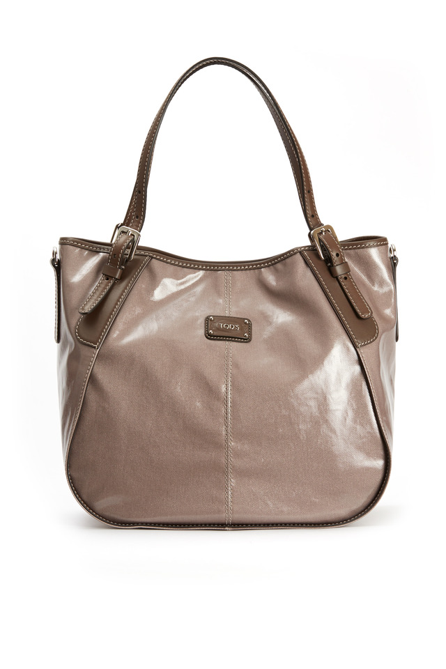 G-Line Grey Coated Canvas Leather Trim Handbag
