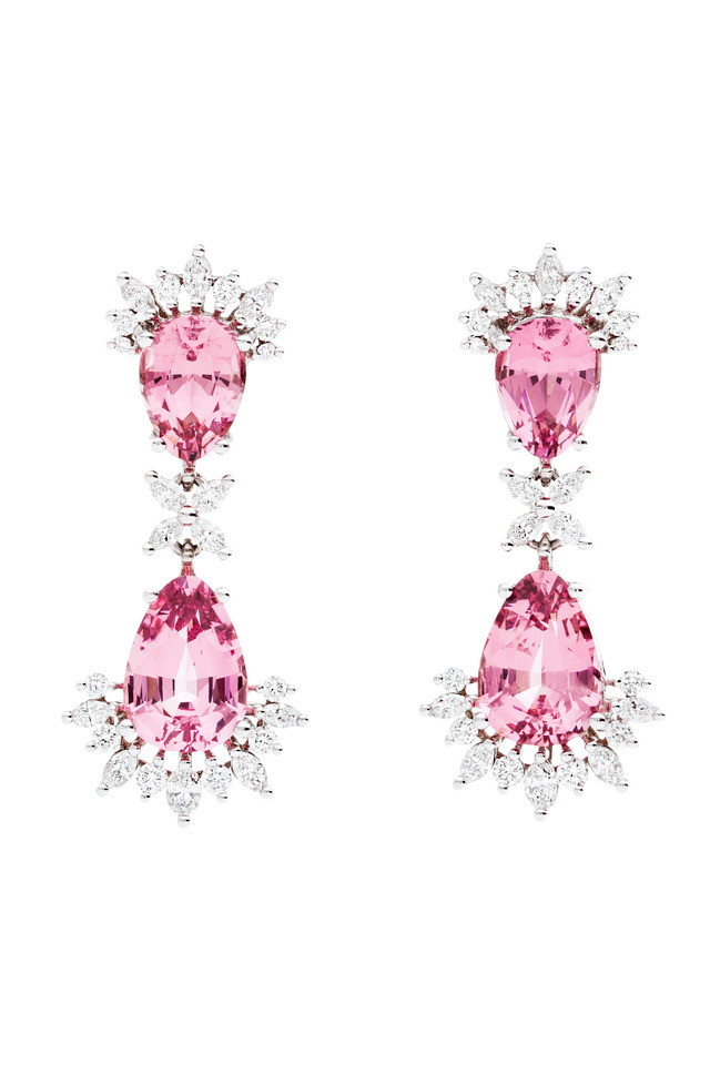Spinel & Diamond Double Dangle Earrings