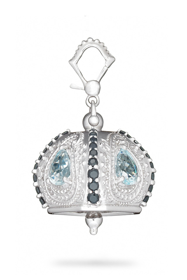 Meditation Bell Silver Blue Topaz Raja Pendant