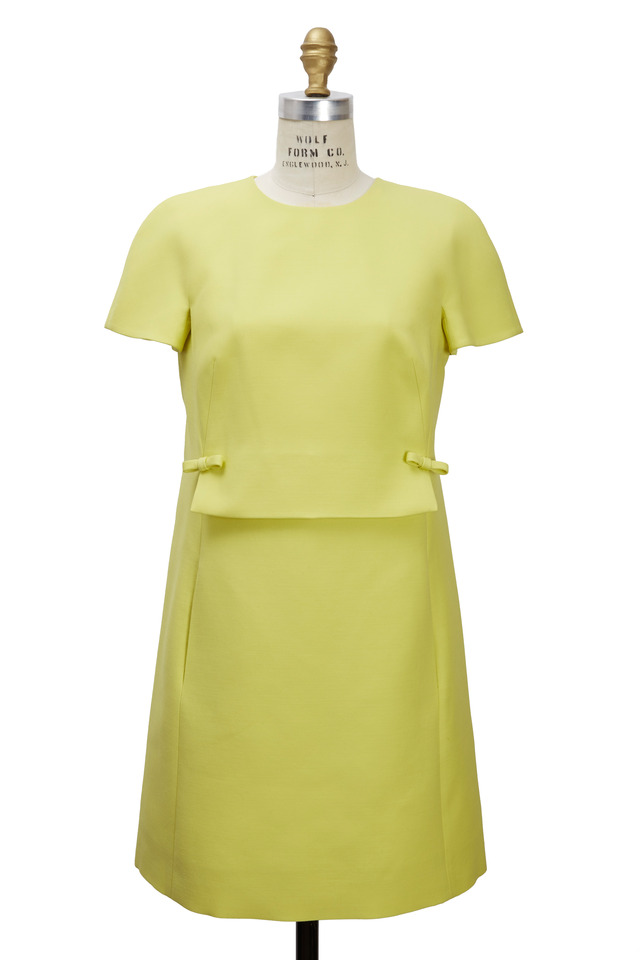 Citrus Deep Pleated Back Bow Dress