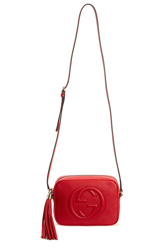 Red Leather Small Crossbody Embossed GG Handbag